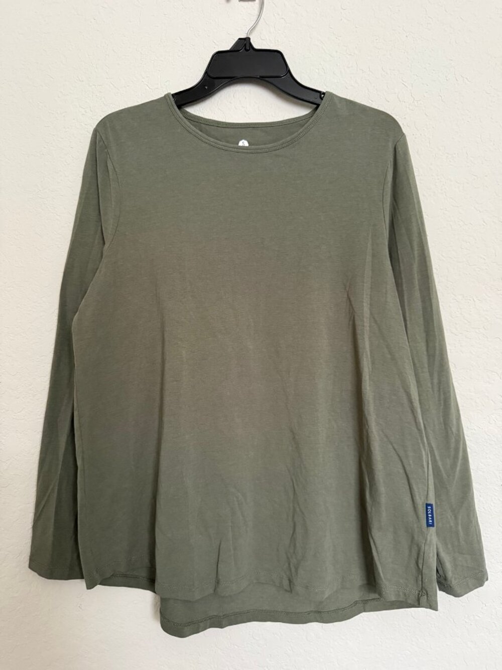 Solbari Long Sleeve UPF50 Sun Protection Top Olive Green L Thumbholes Bamboo
